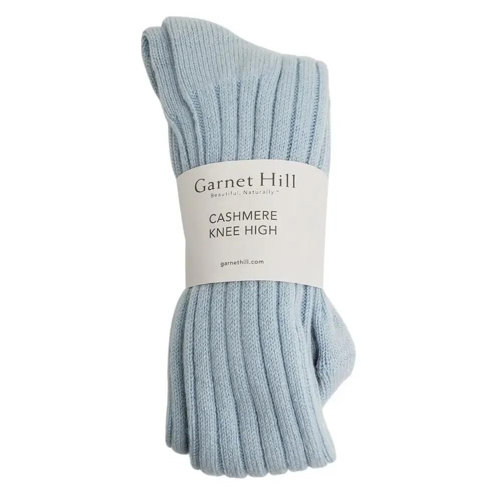 NEW‎ Garnet Hill Socks Knee High 9-11 Rainwater Blue 82% Cashmere Warm Holiday
